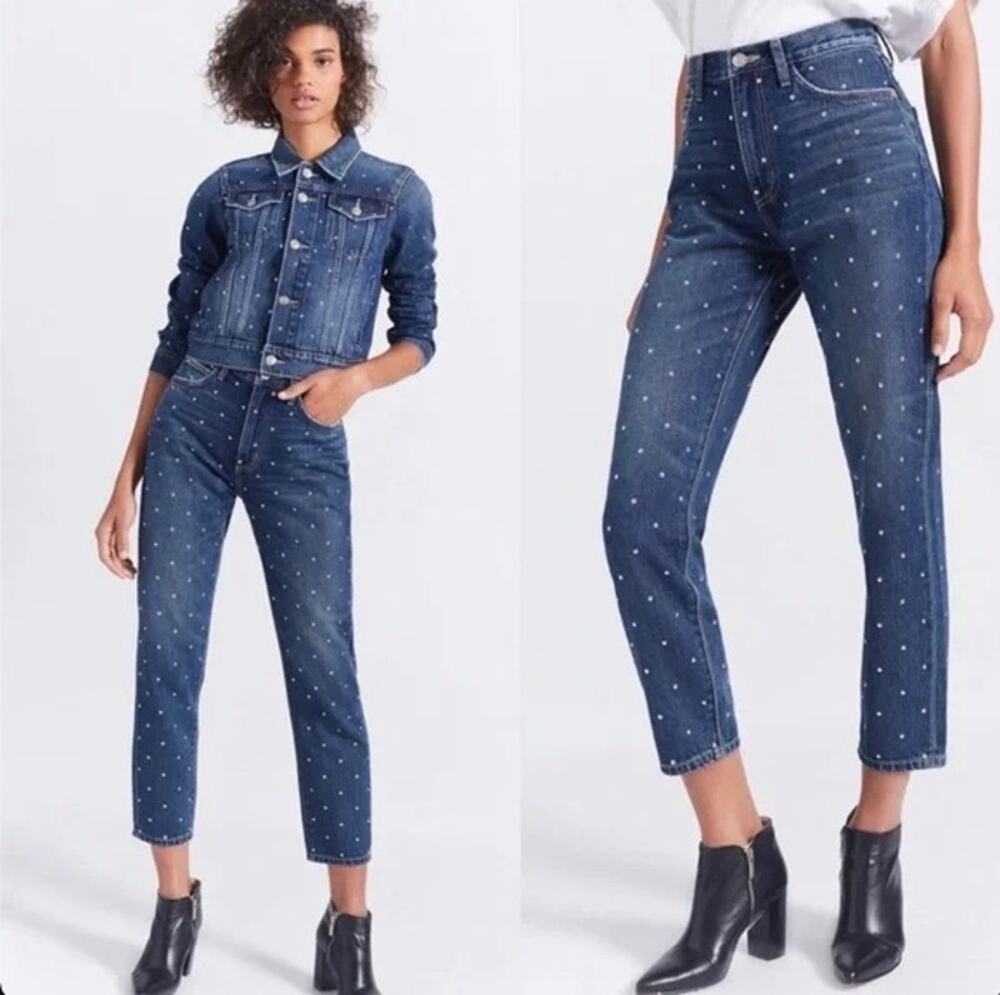 Current/Elliott The Vintage Cropped Slim Studded Jeans 27